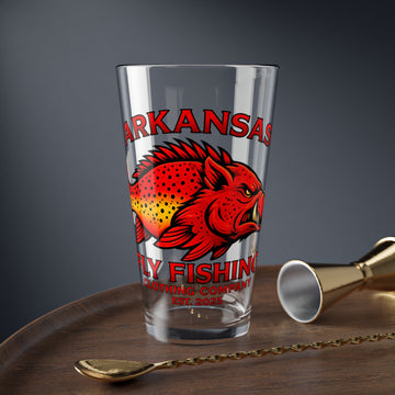 Arkansas Fly Fishing Clothing Co. Logo 16oz Mixing Glass — Trout Logo Pint Glass