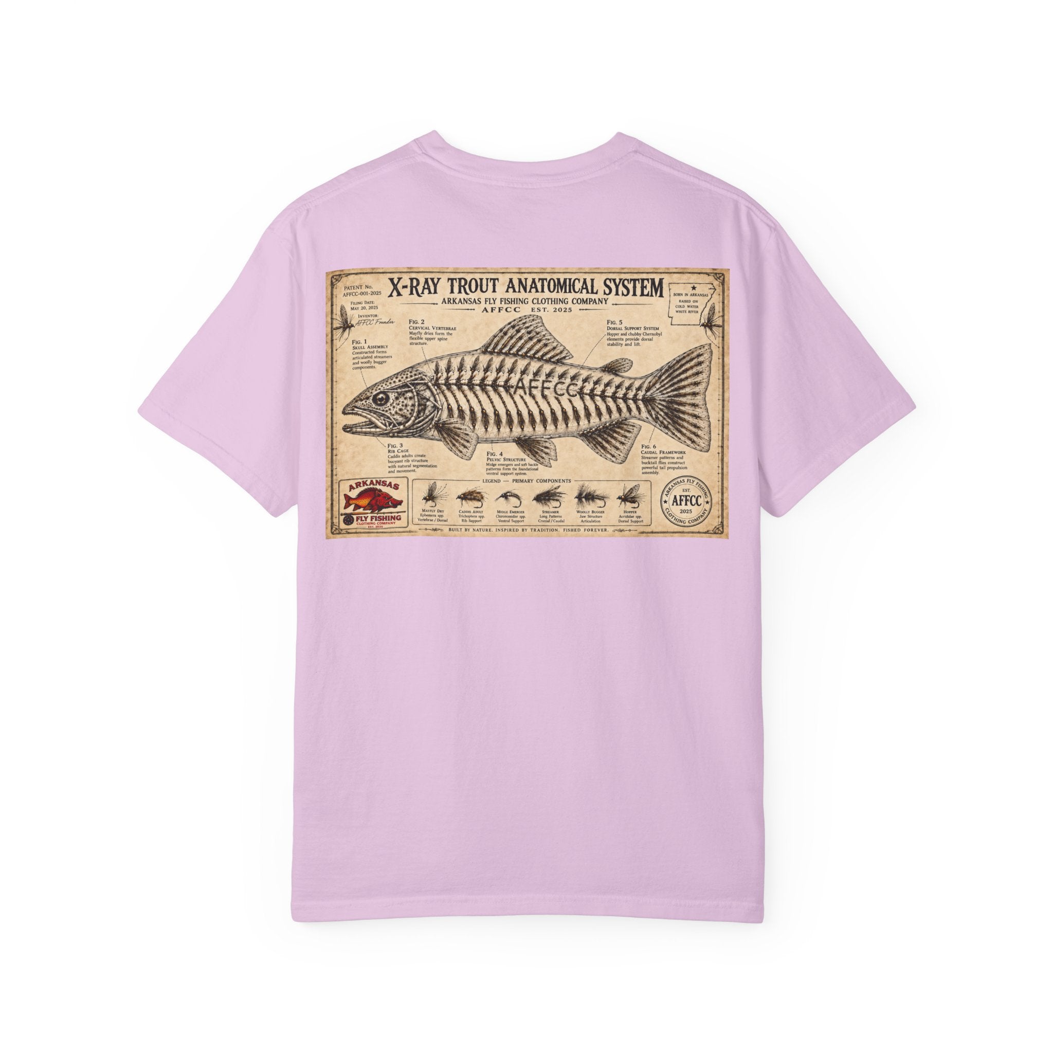 Arkansas Fly Fishing Clothing Company T-Shirt — X-Ray Trout Anatomy Graphic