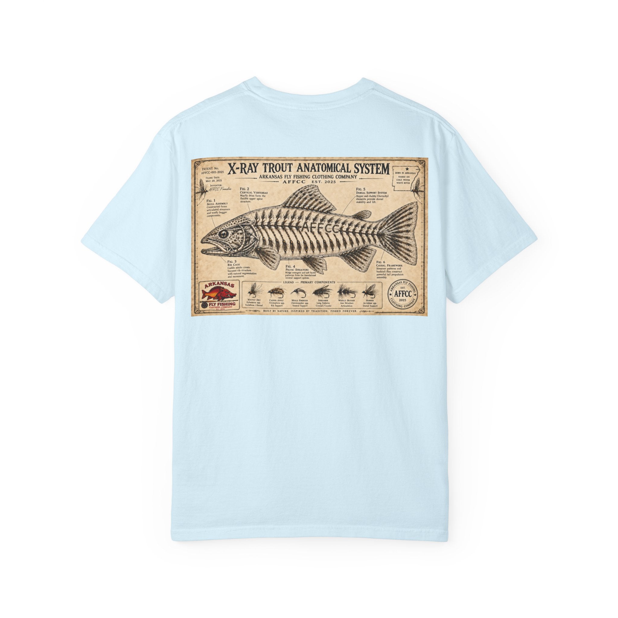 Arkansas Fly Fishing Clothing Company T-Shirt — X-Ray Trout Anatomy Graphic