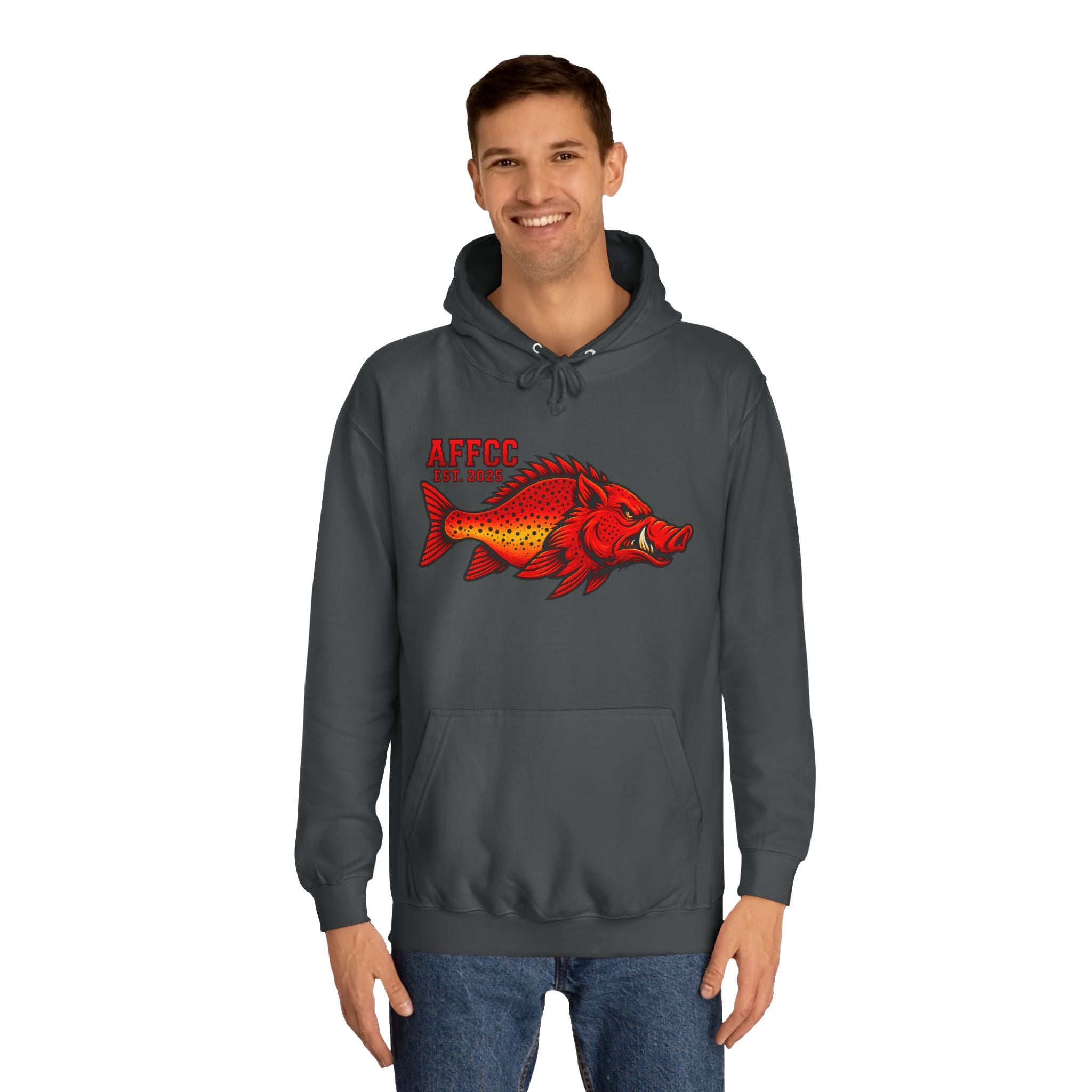 AFFCC Logo Hoodie — Red Hog/Trout "AFFCC Est. 2025"