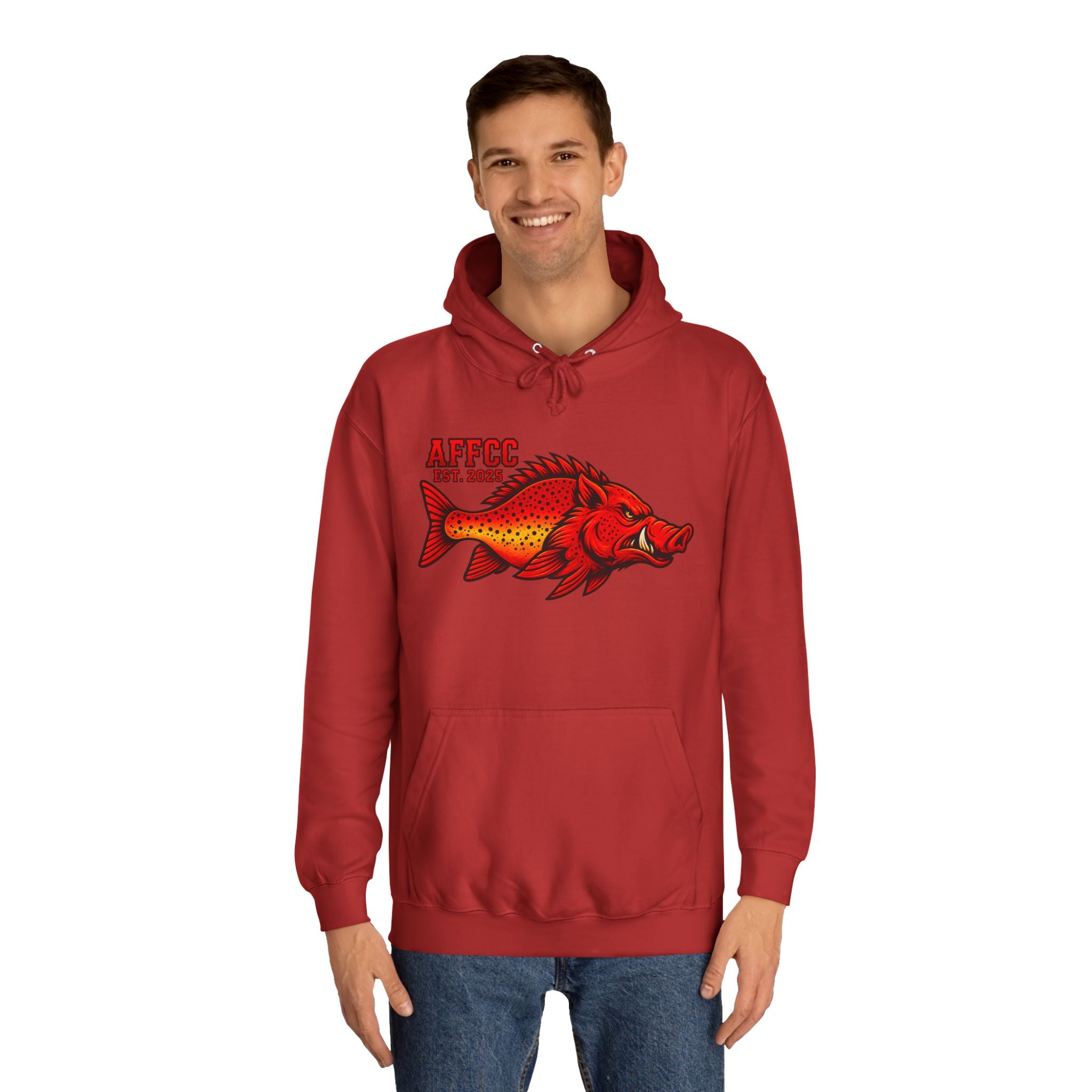 AFFCC Logo Hoodie — Red Hog/Trout "AFFCC Est. 2025"