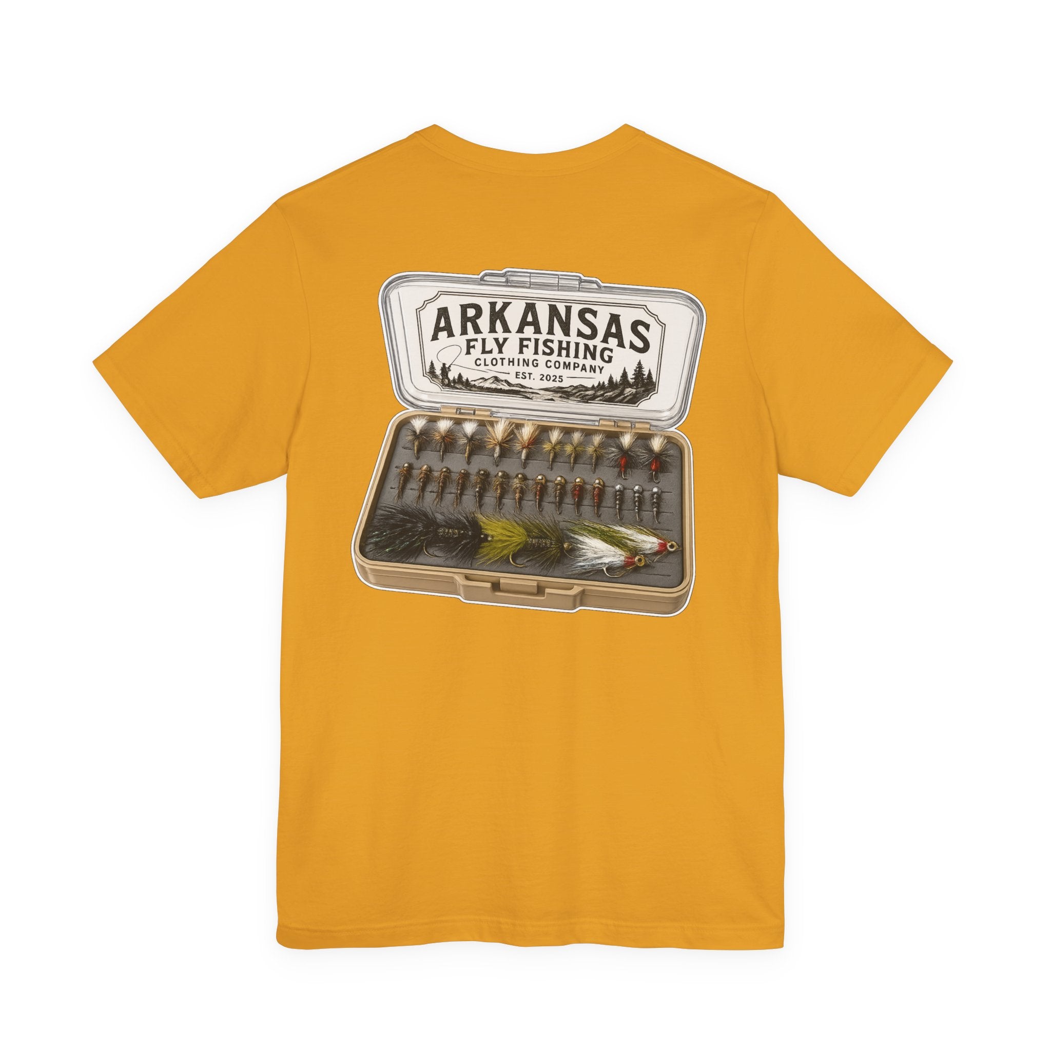Athletic Fit Runs Small ARKANSAS FLY FISHING CLOTHING COMPANY - FLY BOX Unisex Jersey Short Sleeve Tee