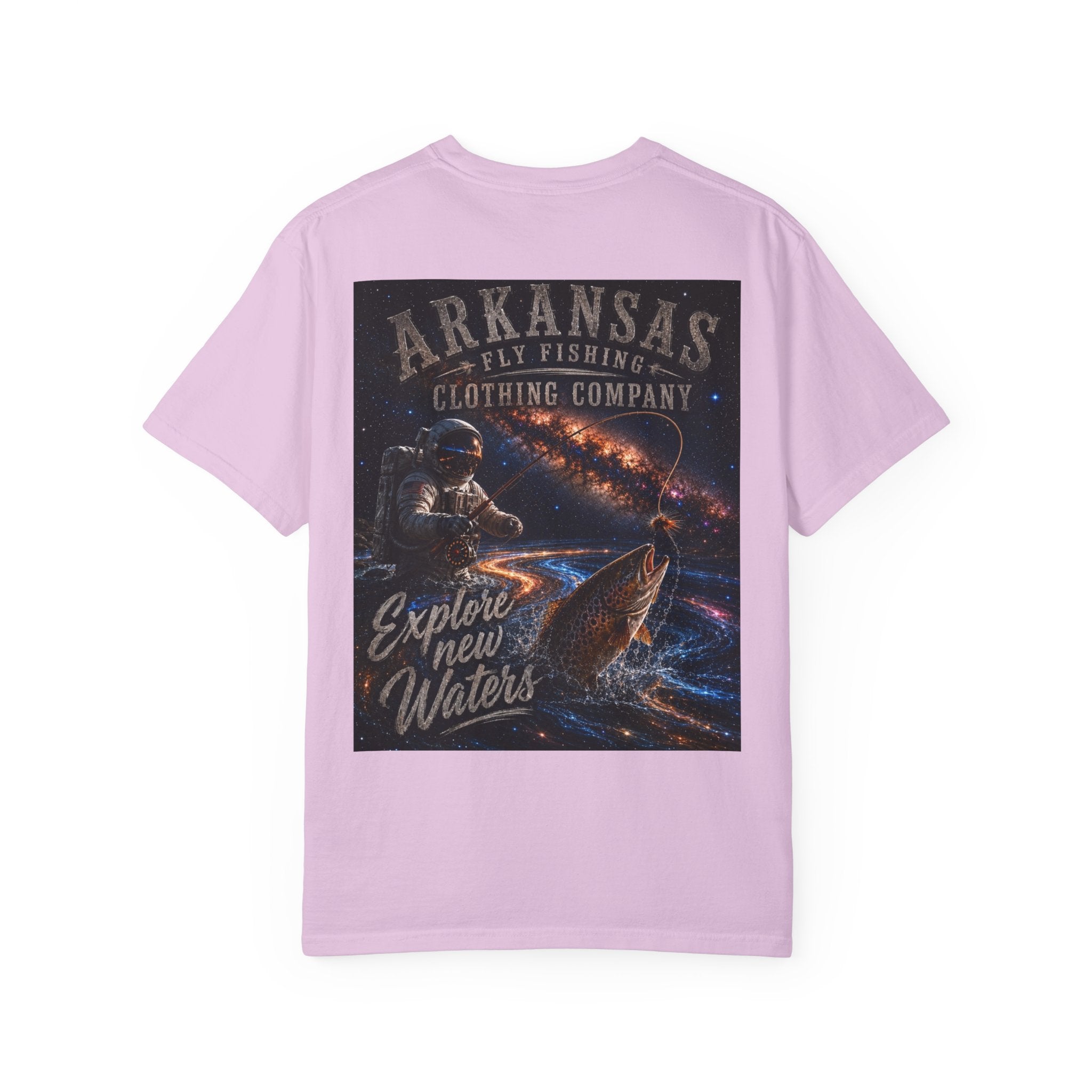 Astronaut Arkansas Fly Fishing Clothing Company T-Shirt — "Explore New Water" Graphic Tee