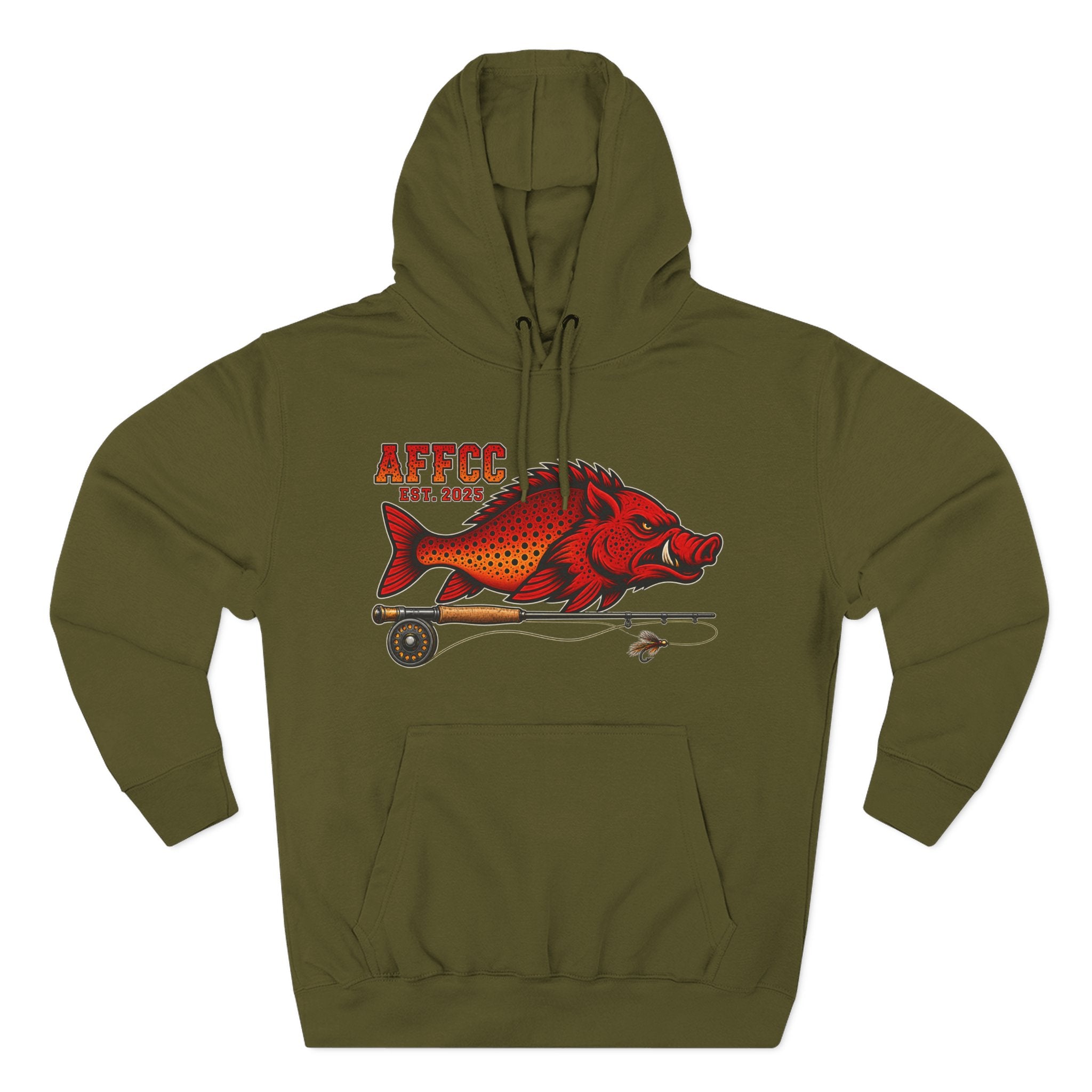 AFFCC Logo Hoodie — 'AFFCC' Hog/Trout Fly Rod Design