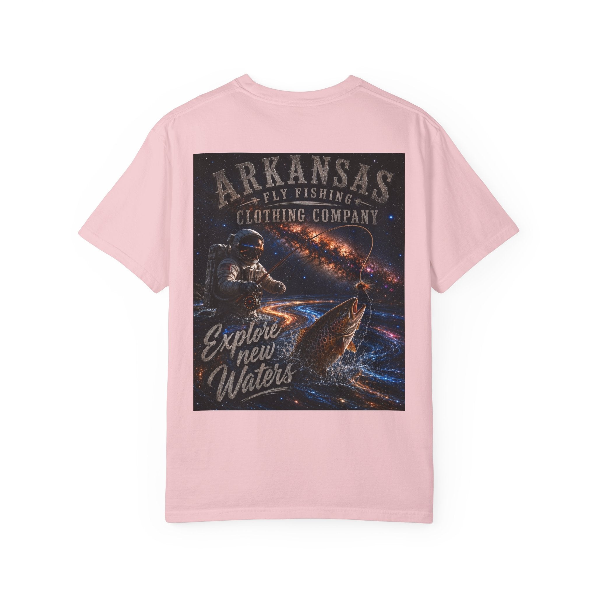 Astronaut Arkansas Fly Fishing Clothing Company T-Shirt — "Explore New Water" Graphic Tee