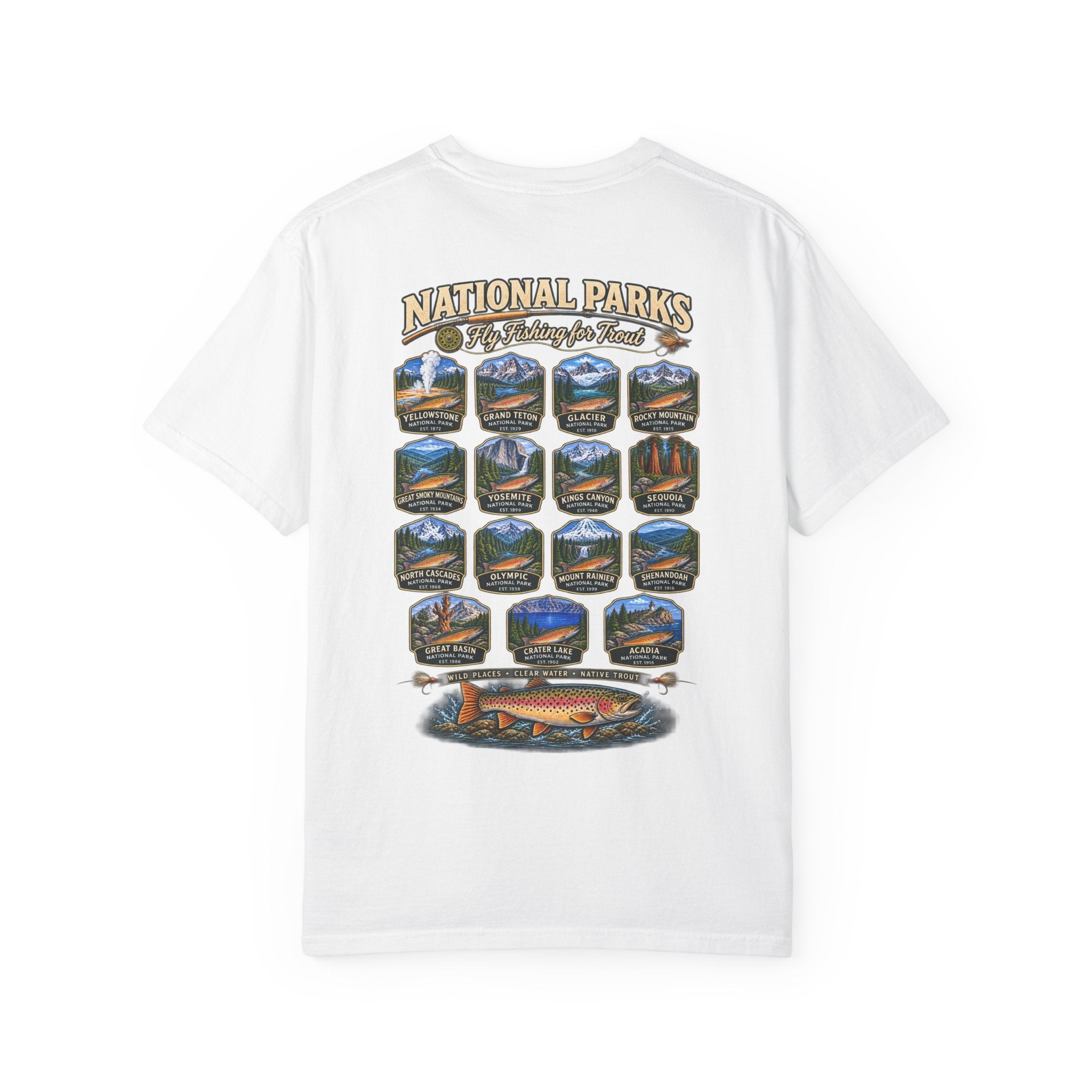 AFFCC National Parks Trout Roadtrip T‑Shirt — US Parks Vintage Design