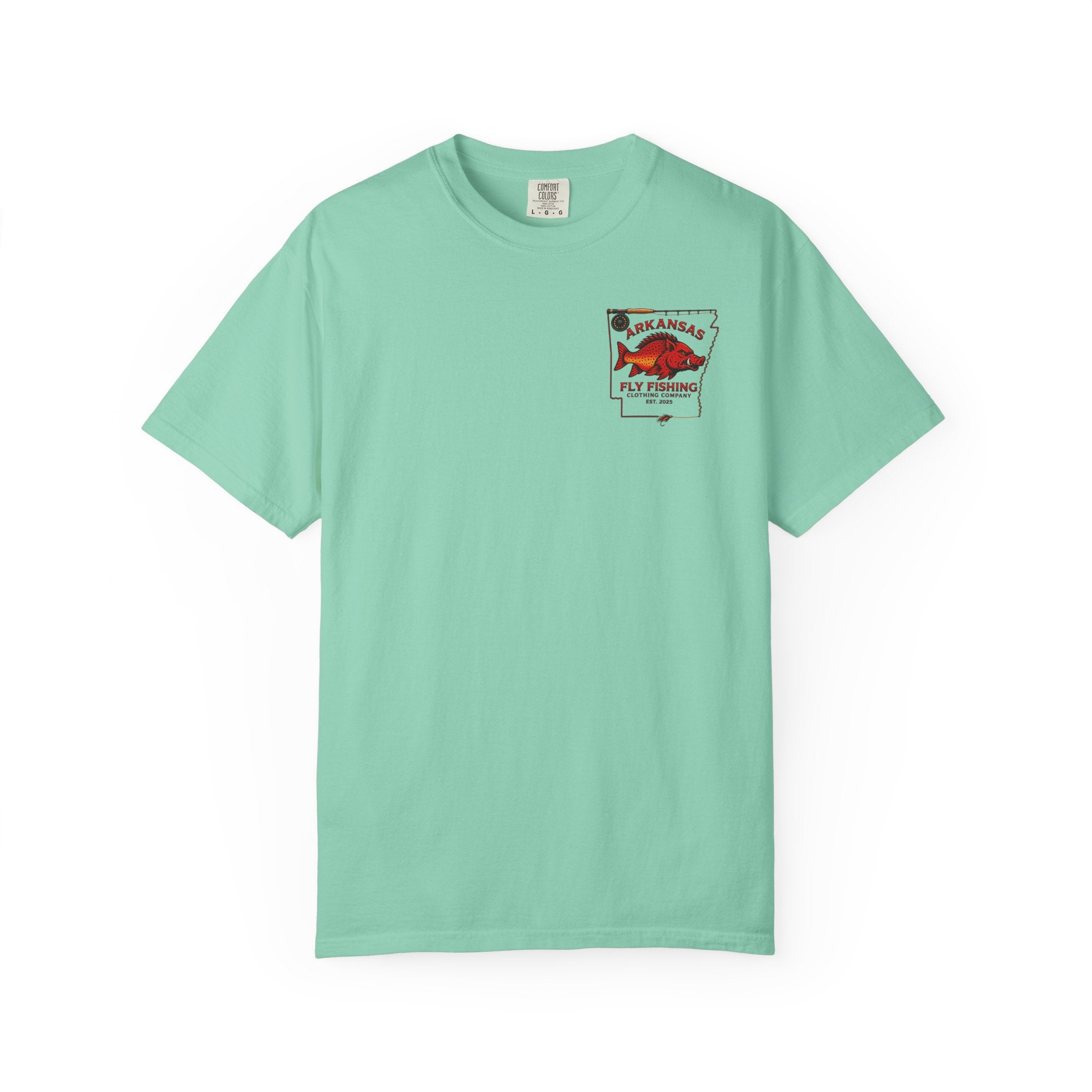 Arkansas Fly Fishing Clothing Company T-Shirt | Fly Rod Script Back Print