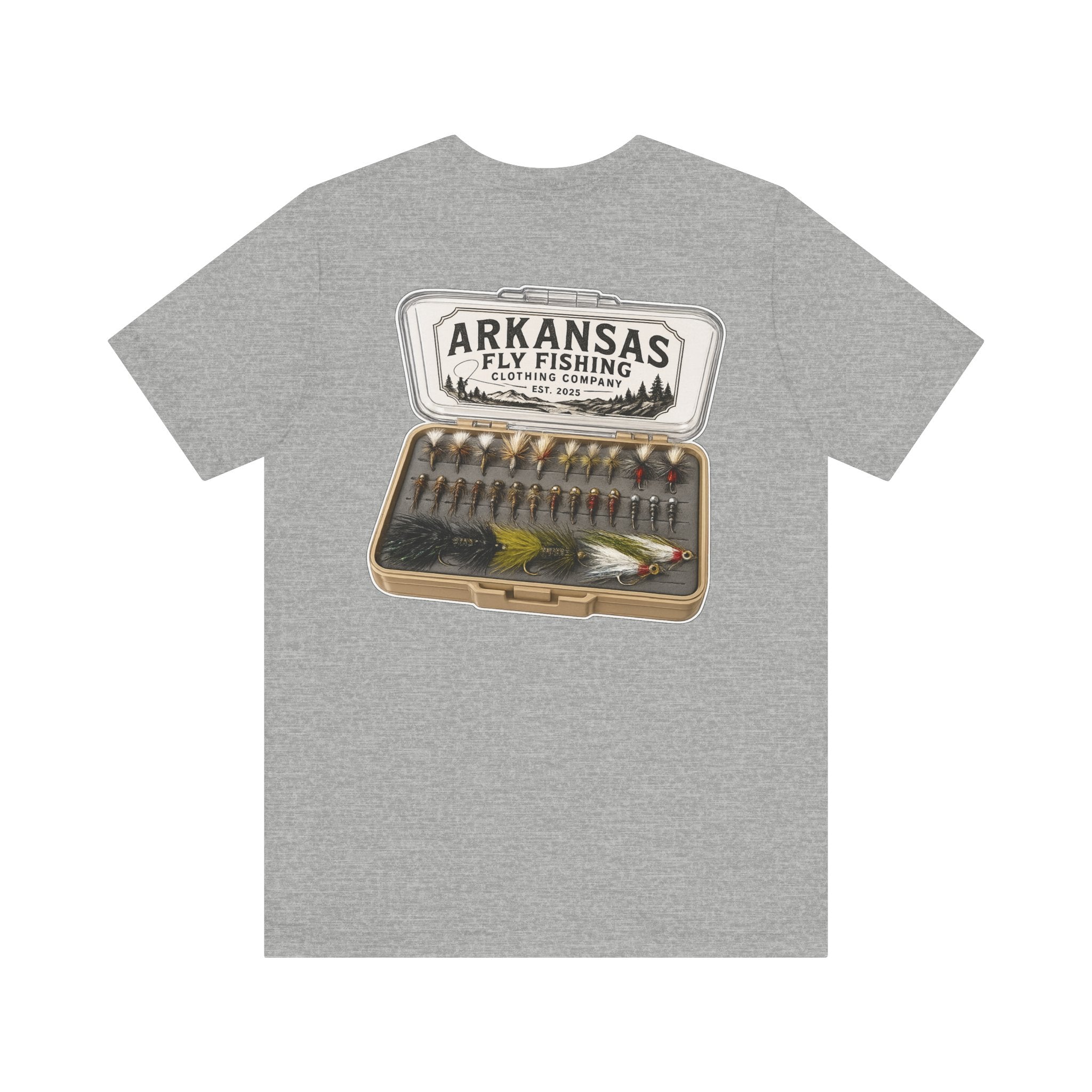 Athletic Fit Runs Small ARKANSAS FLY FISHING CLOTHING COMPANY - FLY BOX Unisex Jersey Short Sleeve Tee