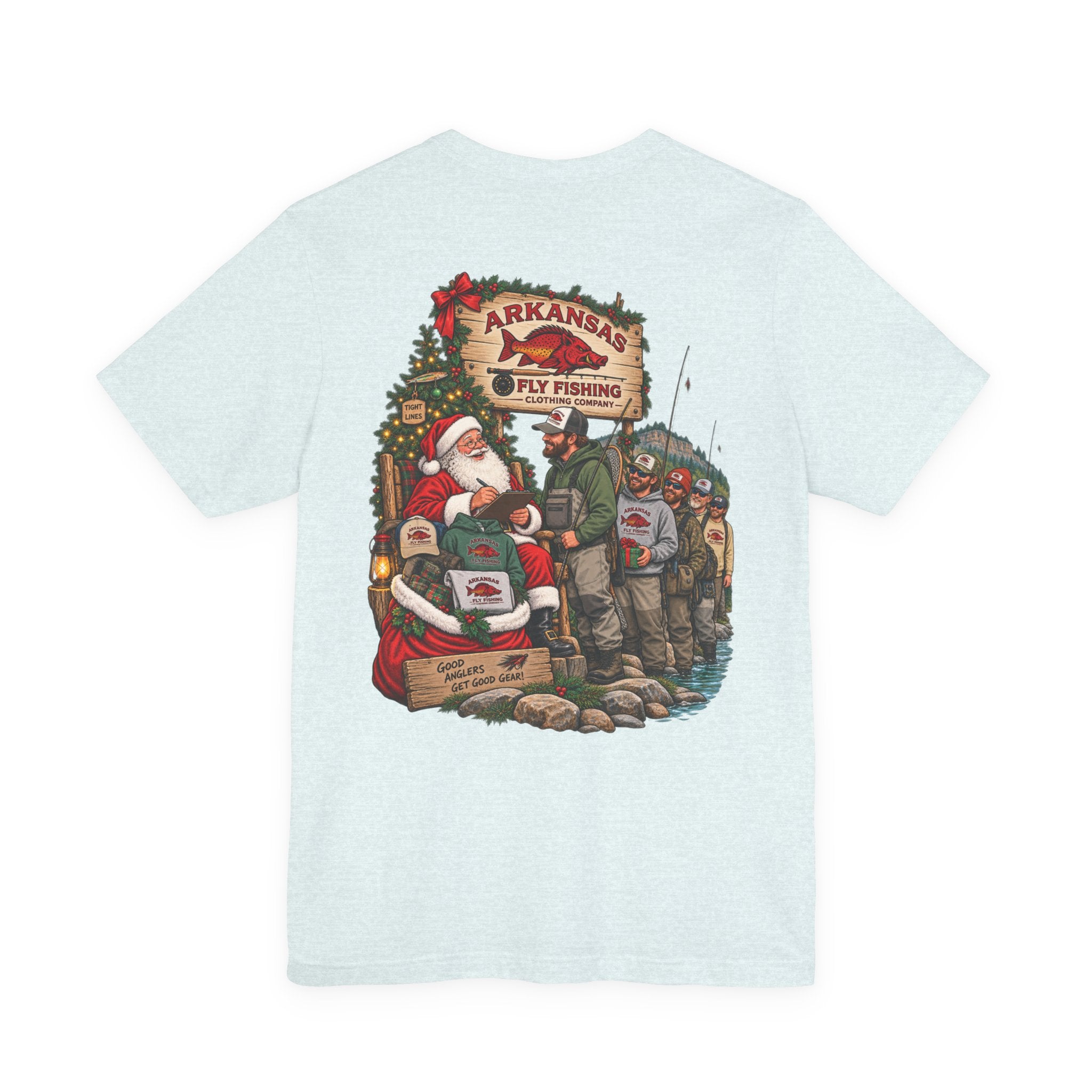 Athletic fit Runs Small AFFCC EST. 2025 Arkansas Fly Fishing Santa Christmas Tee