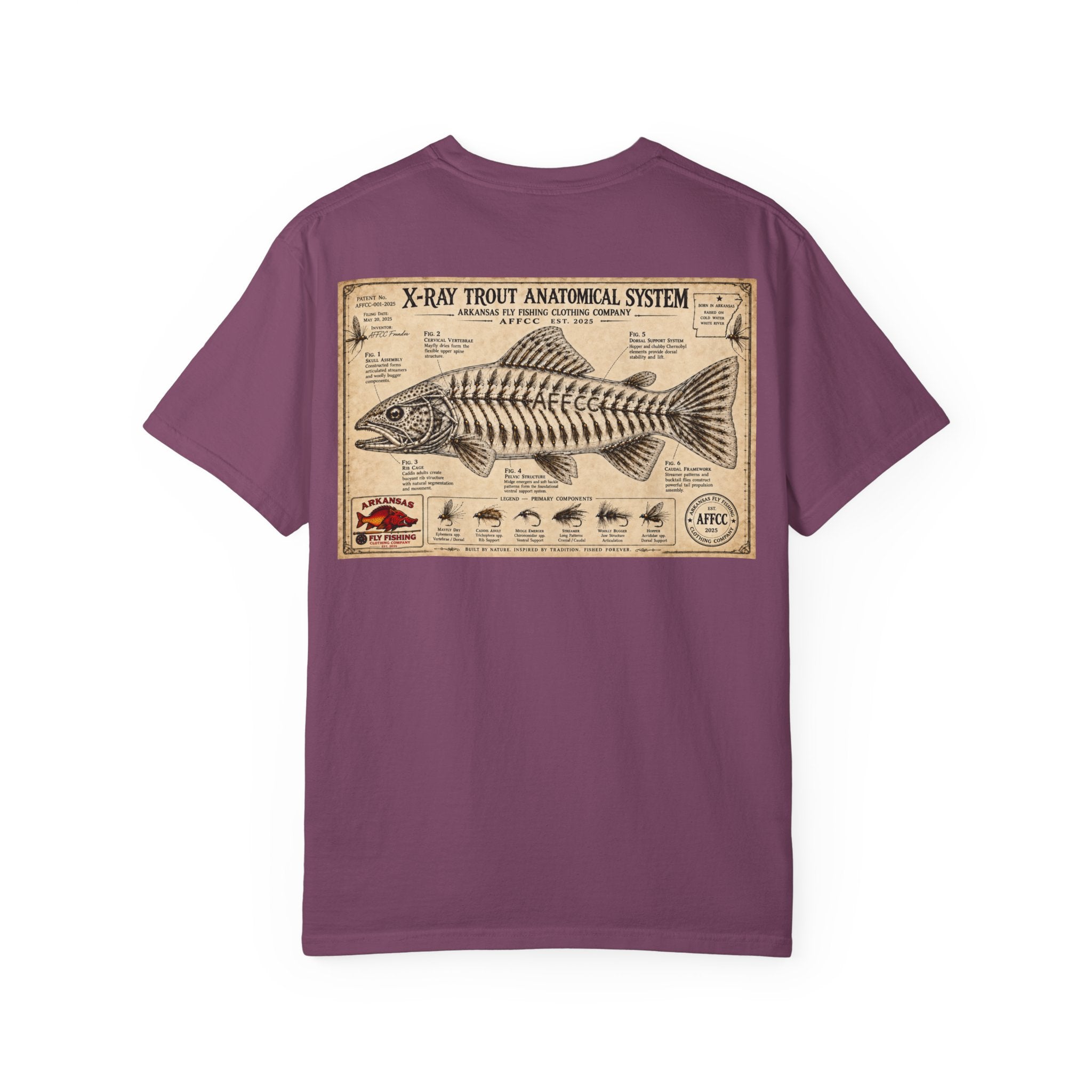 Arkansas Fly Fishing Clothing Company T-Shirt — X-Ray Trout Anatomy Graphic