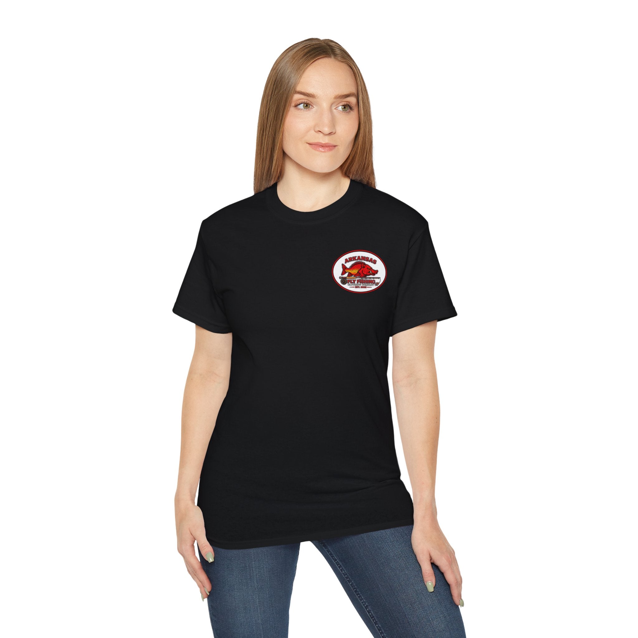 Arkansas Fly Fishing Clothing Company Square Graphic T-Shirt — Arkansas Clothing Company Vintage Fly Design